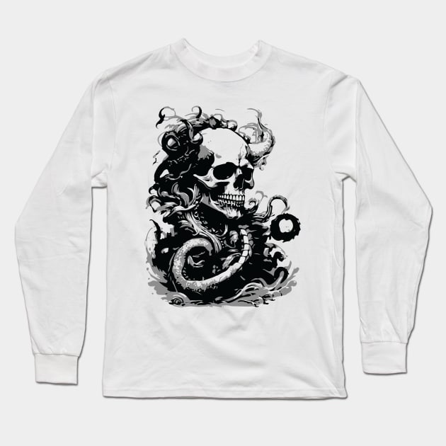 kraken skull Long Sleeve T-Shirt by lkn